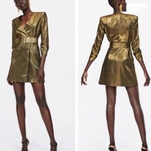 Zara Gold Metallic Mini Dress